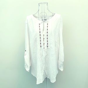 Women’s Kim Rogers Sz 2X White Peasant Blouse